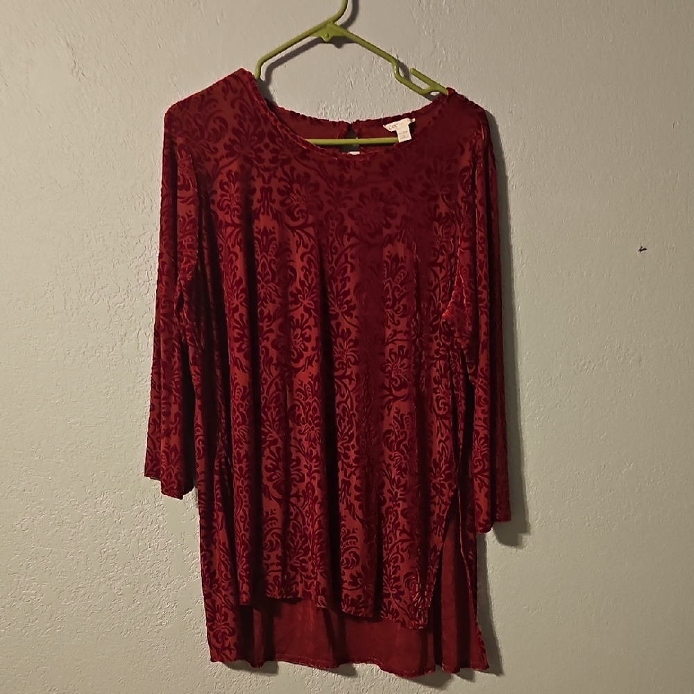 📢5 For $20 Red 3/4 Sleeve Boxy Blouse